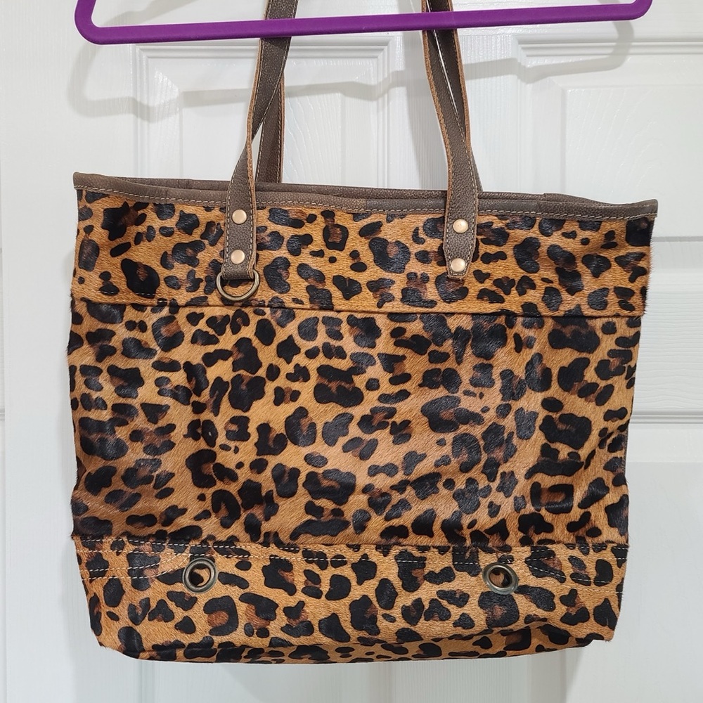 Myra Bag Leopard Print Tote in Brown and Black